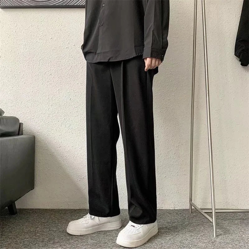 Calça Social Alfaiataria Solta – Corte Reto Marrom/Preto