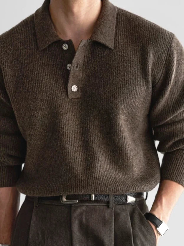 Suéter Polo de Tricô Masculino – Estilo Workwear