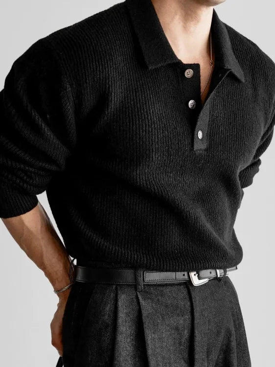 Suéter Polo de Tricô Masculino – Estilo Workwear