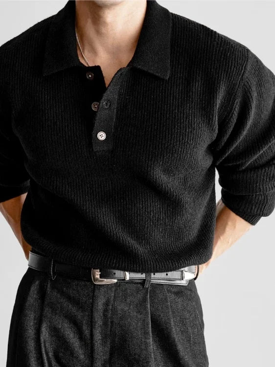 Suéter Polo de Tricô Masculino – Estilo Workwear