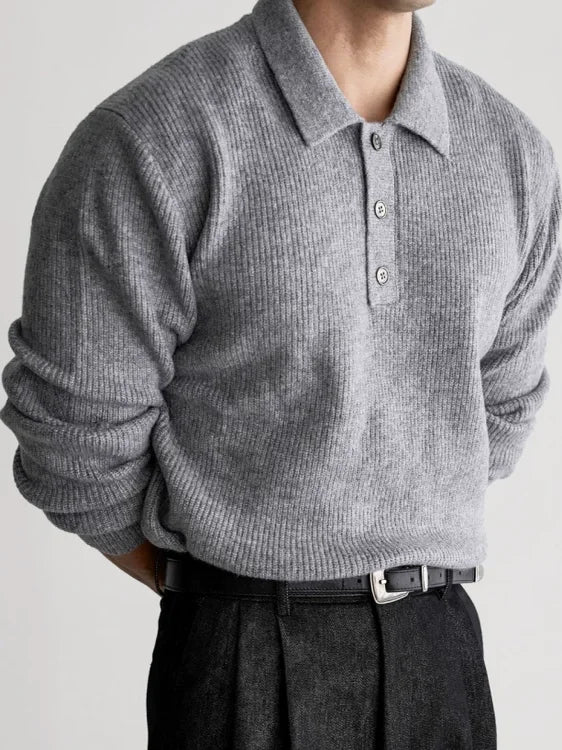Suéter Polo de Tricô Masculino – Estilo Workwear