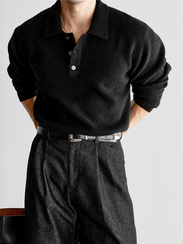 Suéter Polo de Tricô Masculino – Estilo Workwear