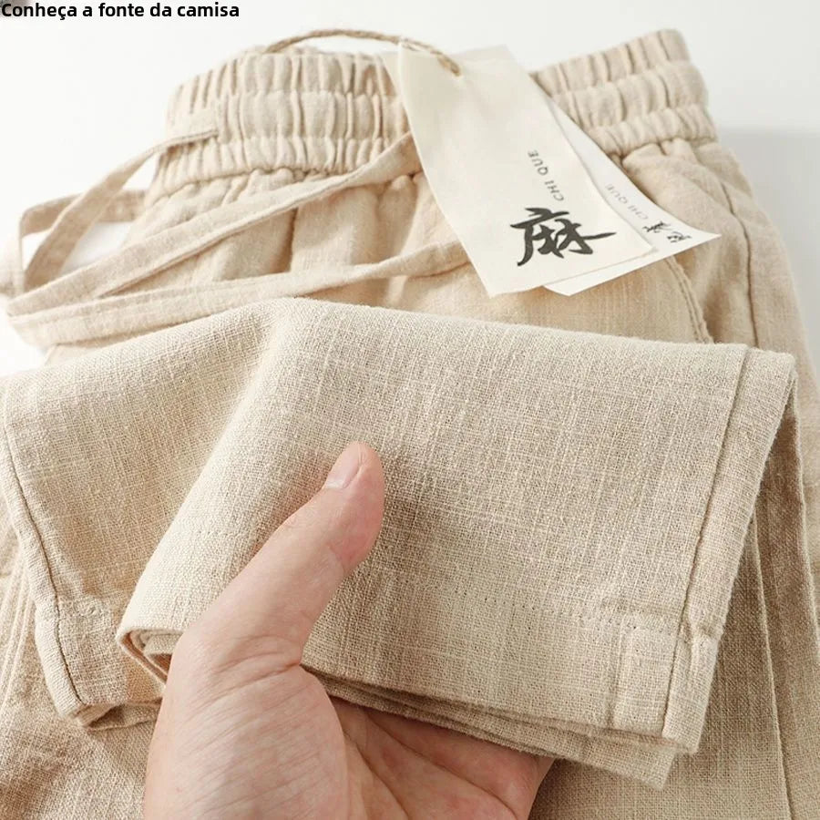 Calça Reta Toque de Linho – Leve e Respirável