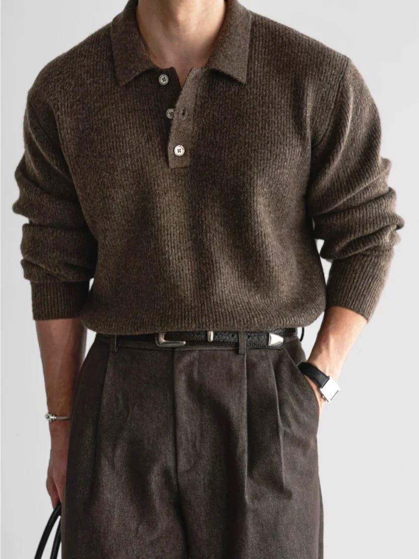 Suéter Polo de Tricô Masculino – Estilo Workwear