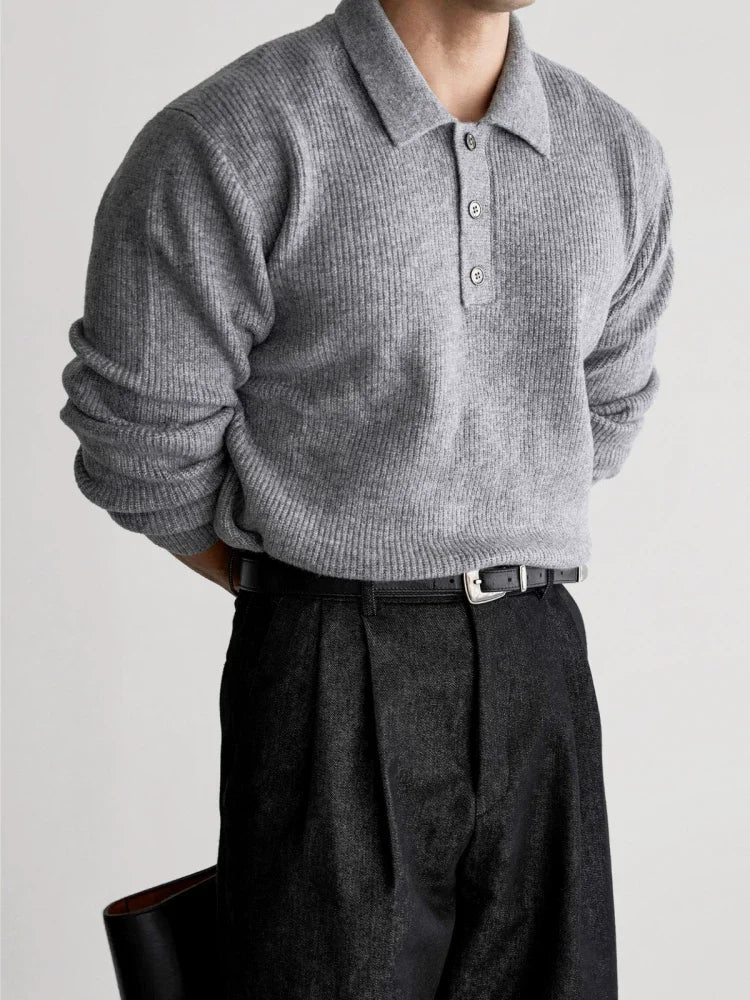 Suéter Polo de Tricô Masculino – Estilo Workwear