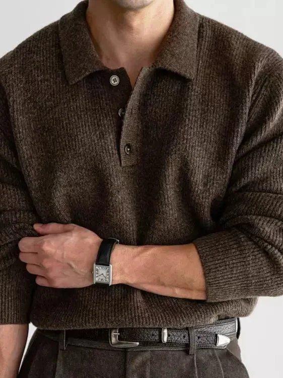 Suéter Polo de Tricô Masculino – Estilo Workwear